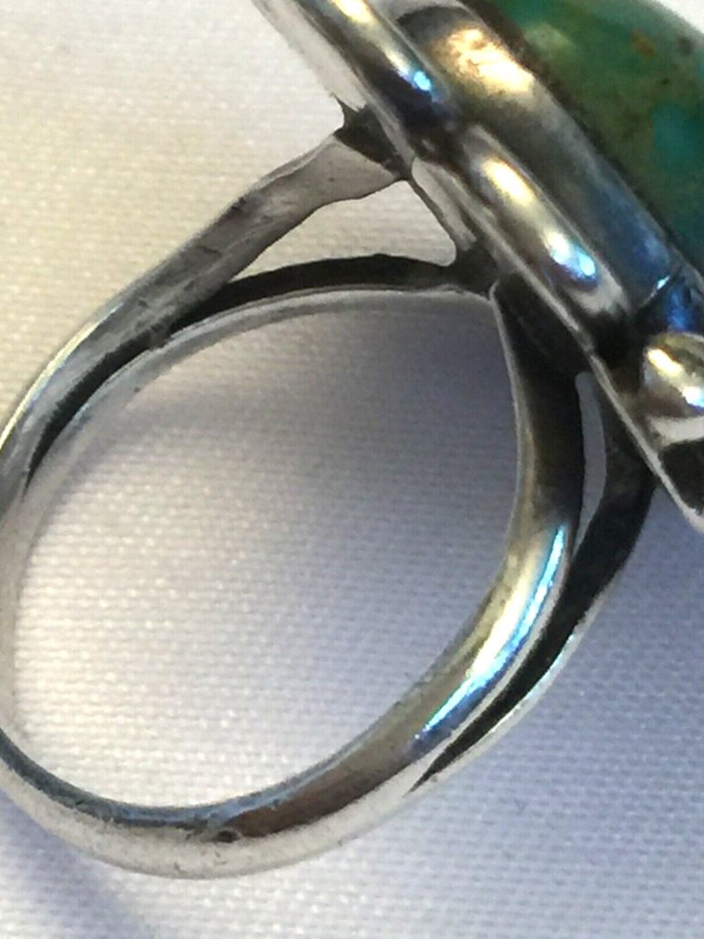 VINTAGE NAVAJO HANDMADE STERLING SILVER TURQUOISE NATIVE AMERICAN RING SIZE 5.5 - Picture 8 of 16